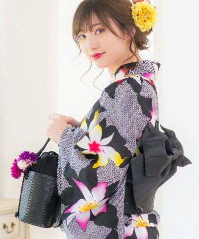 2023 浴衣5点セット(ゆかた・作り帯・下駄・着付けマニュアル・腰ひも 
