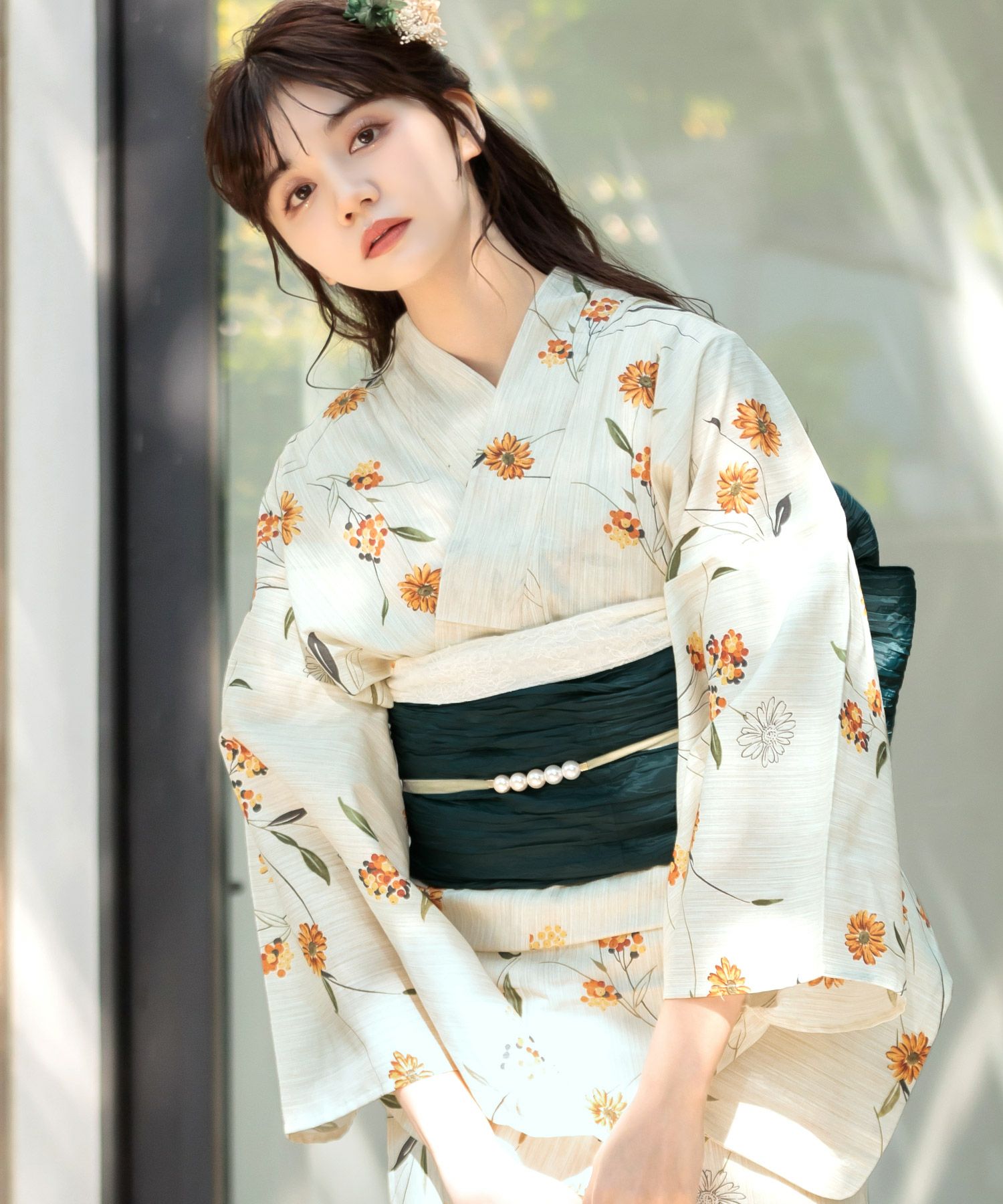 2024 浴衣5点セット(ゆかた・帯・下駄・着付けマニュアル・腰ひも  