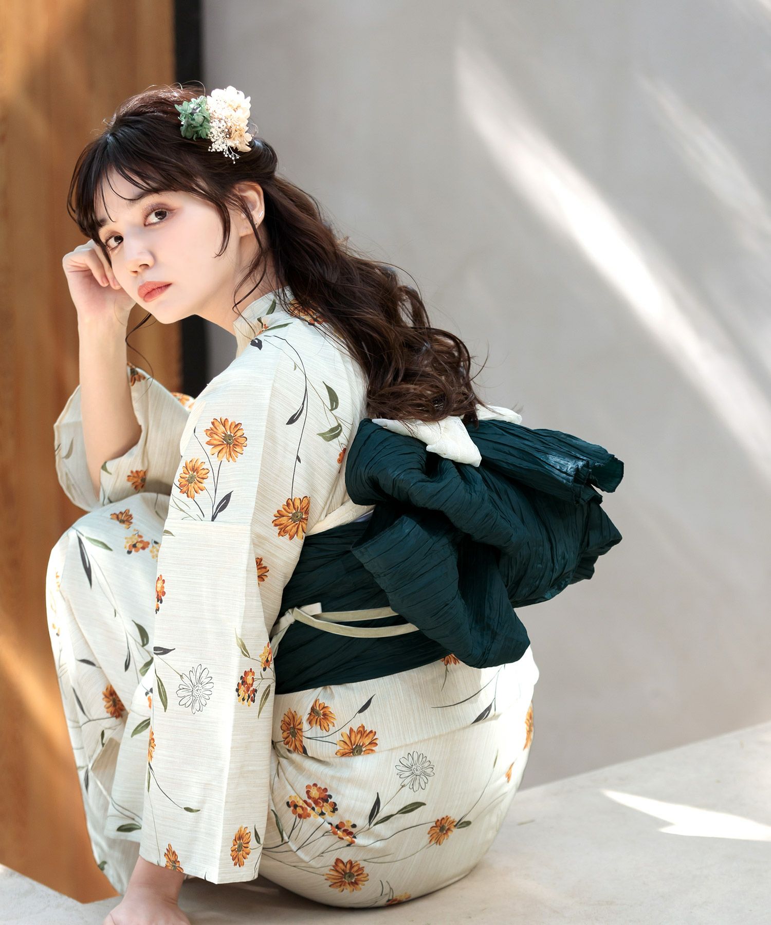 2024 浴衣5点セット(ゆかた・帯・下駄・着付けマニュアル・腰ひも  