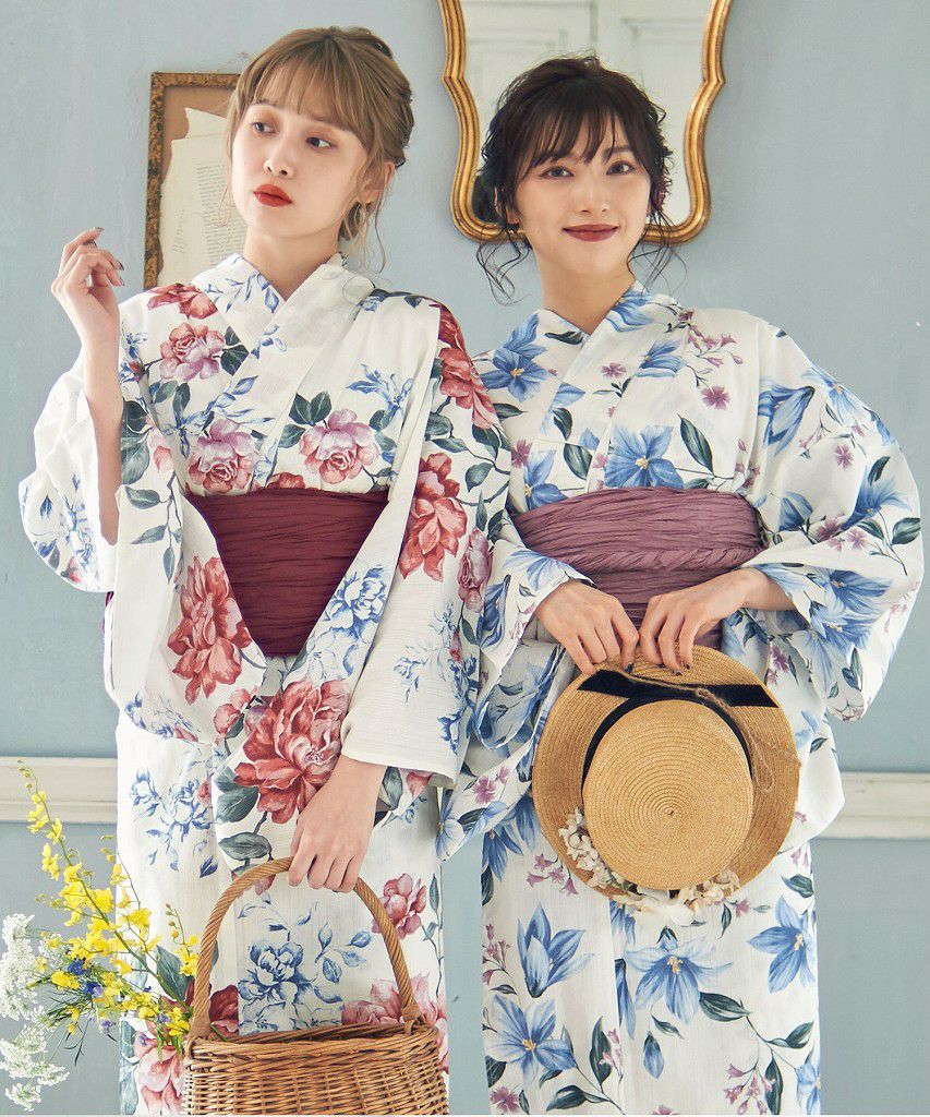 2025 浴衣5点セット(ゆかた・帯・下駄・着付けマニュアル・腰ひも  