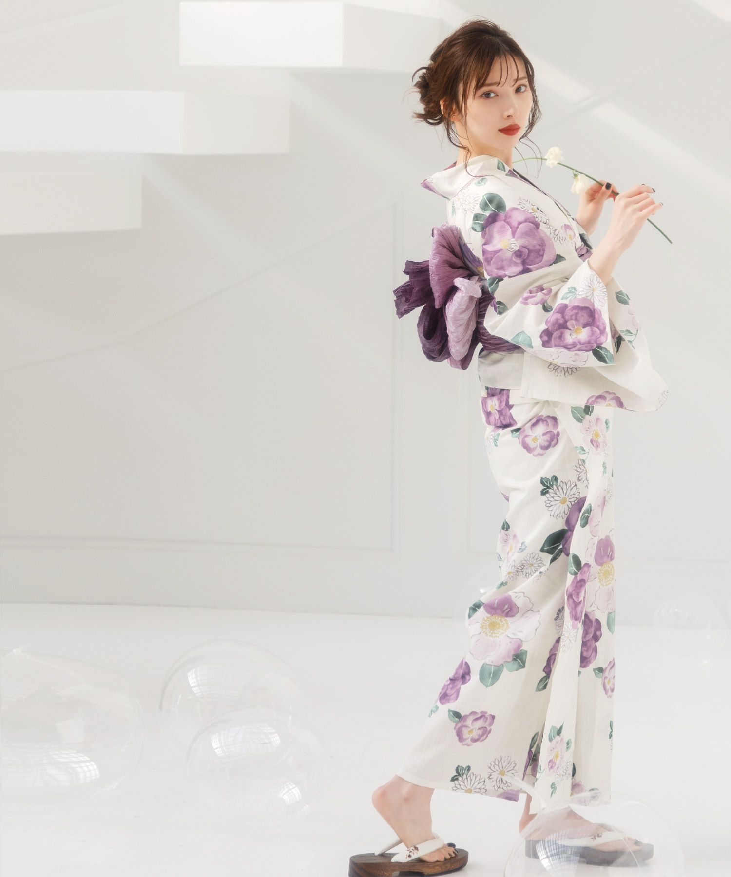 2025 浴衣5点セット(ゆかた・帯・下駄・着付けマニュアル・腰ひも  