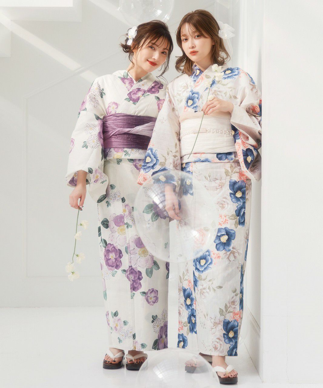 2024 浴衣5点セット(ゆかた・帯・下駄・着付けマニュアル・腰ひも  