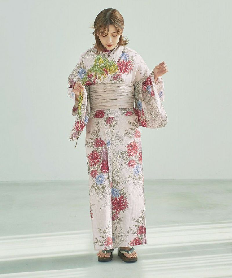 Dita 花柄浴衣・帯・着付けセット付 Dita 浴衣 レディース セット 簡単（ゆかた・しわ兵児帯・下駄