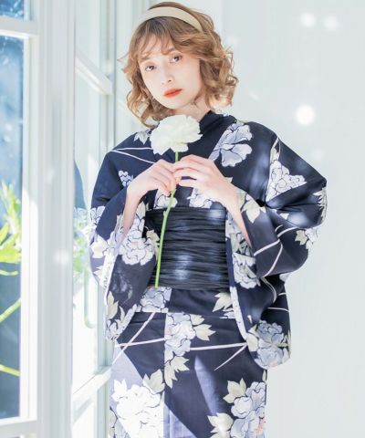 2023 浴衣5点セット(ゆかた・帯・下駄・着付けマニュアル・腰ひも 