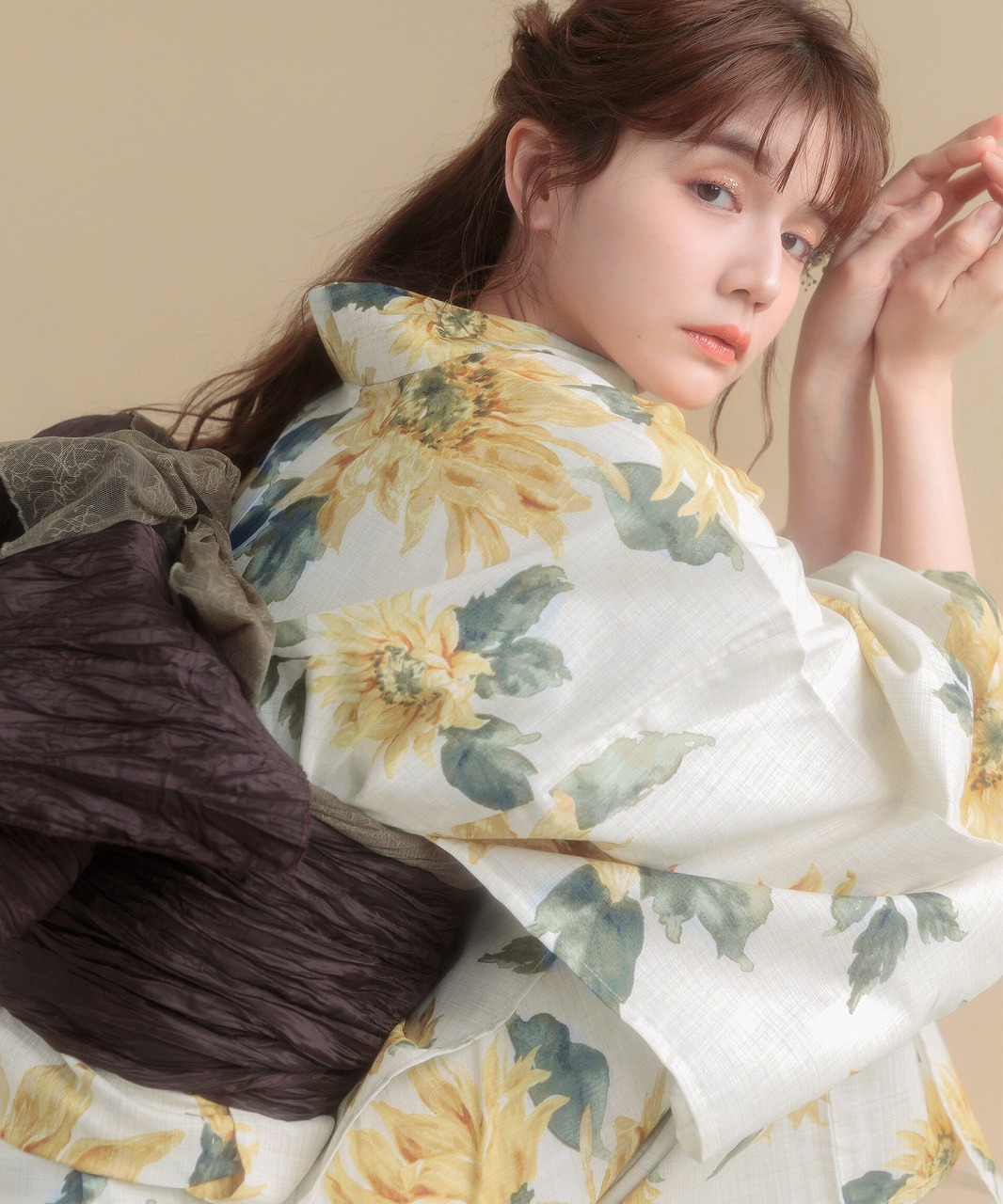 夏色の向日葵しらべ(藍)】Dita オトナ浴衣 完売品 甲高い 