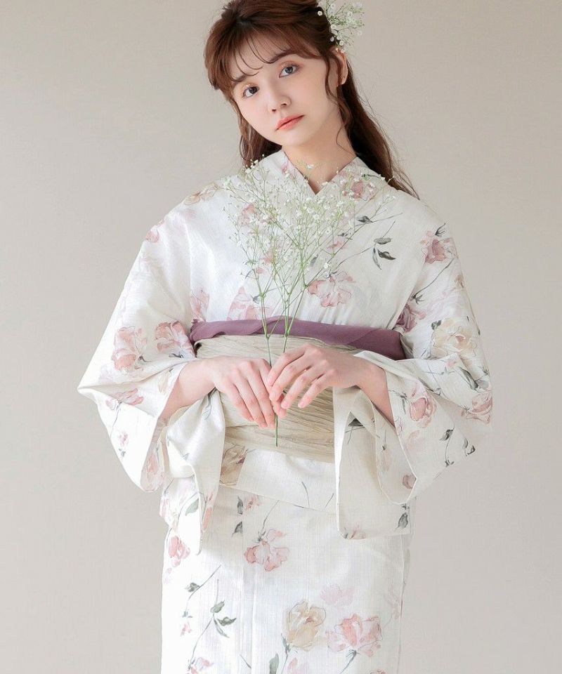 Dita 桜花色の浮世花 新品 浴衣 5点セット桜花色の浮世花