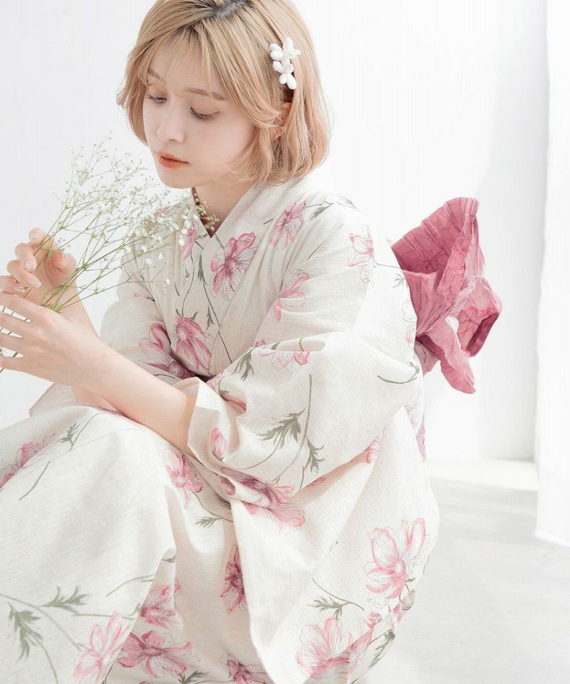 YT46 月下浴衣  花柄 兵児帯 セット かわいい　夏帯飾り