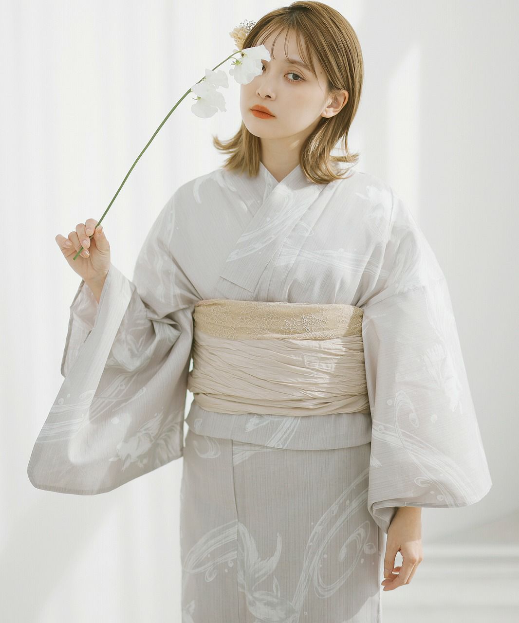 2024 浴衣5点セット(ゆかた・帯・下駄・着付けマニュアル・腰ひも 