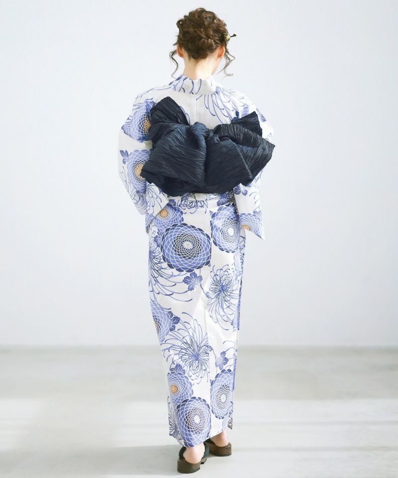 値下げ中！DITA ネイビー花柄浴衣&帯セット Dita 浴衣 レディース セット 簡単（ゆかた・しわ兵児帯・下駄