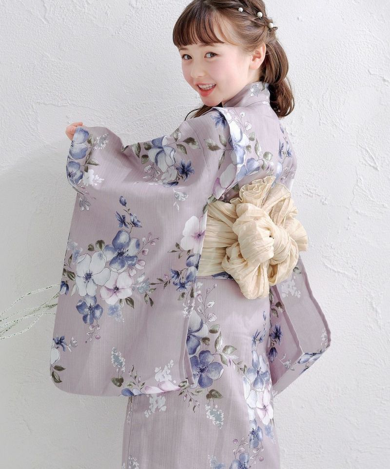 Dita 浴衣　ecru pink flower 薄紫色 2025 浴衣5点セット(ゆかた・帯・下駄・着付けマニュアル