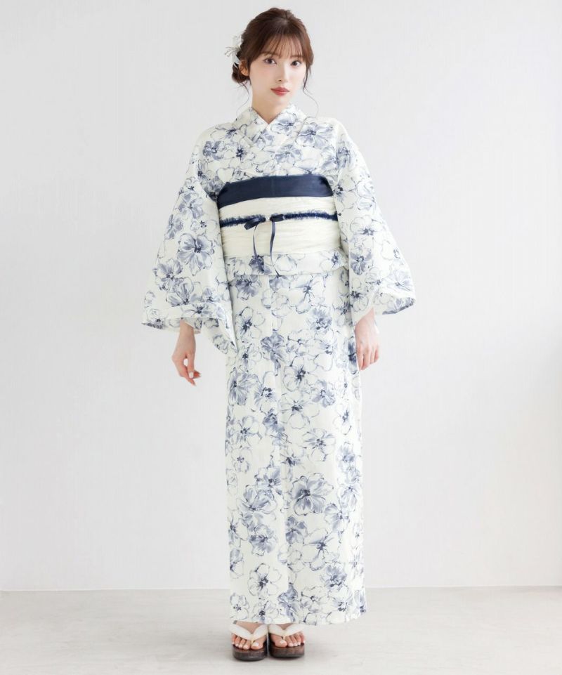M*i様 美品【洋花の花重ね】 浴衣 セット 2025 浴衣5点セット(ゆかた・帯・下駄・着付けマニュアル