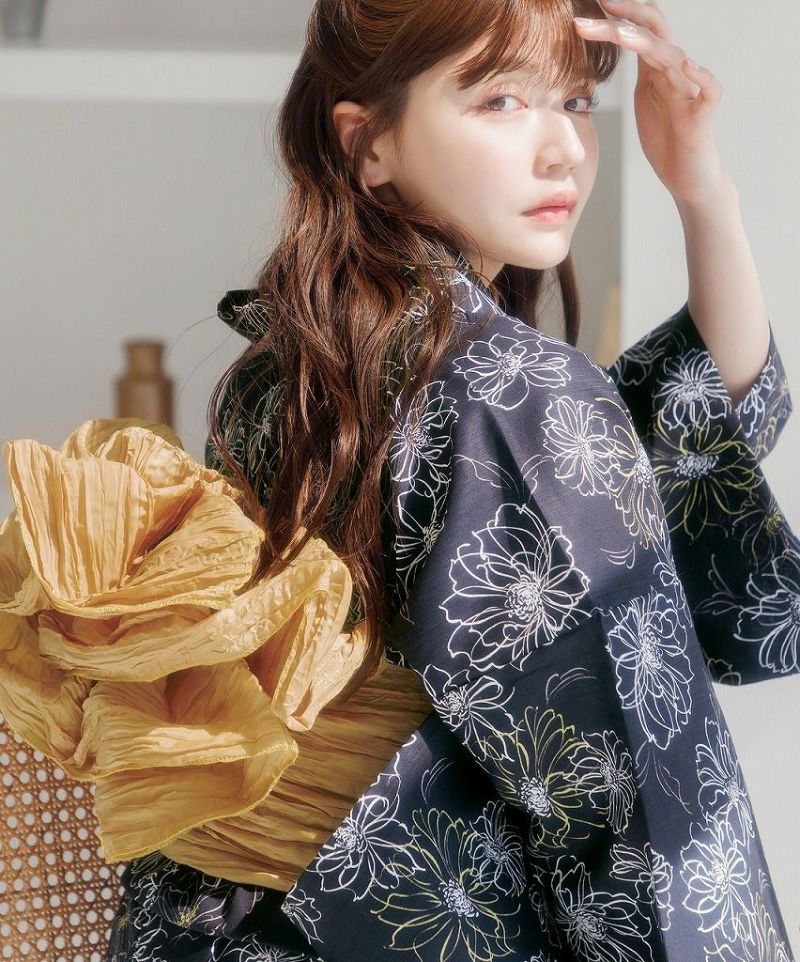 【如月の椿（墨色）】Dita ディータ 浴衣 5点セット 2025 浴衣5点セット(ゆかた・帯・下駄・着付けマニュアル