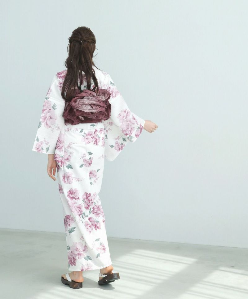 Dita 帯付き 浴衣 花柄 ピンク 2025 ワンピース浴衣3点セット(ゆかた・帯・着付け本) | Dita